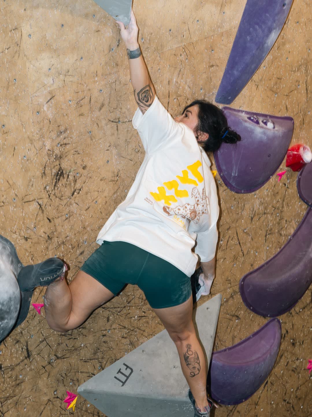 Climber wearing Lynx apparel